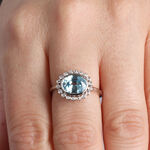 Blue Zircon & Diamond Ring 14K