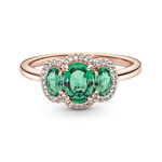 Pandora Green Three-Stone Vintage Crystal & CZ Ring