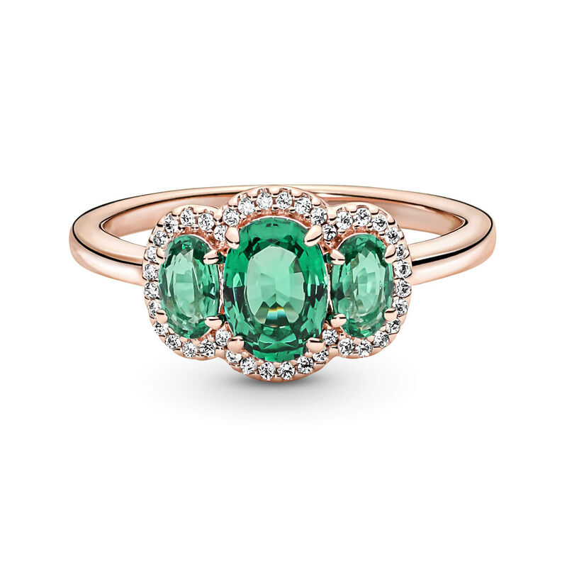 Pandora Green Three-Stone Vintage Crystal & CZ Ring image number 2