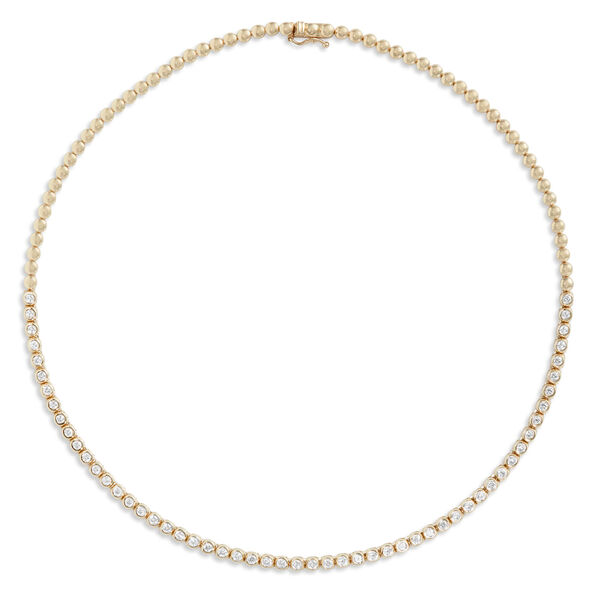 17-Inch Diamond Station Necklace, 14K Yellow Gold