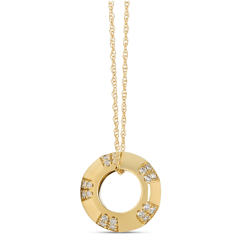 Diamond Circle Pendant, 14k Yellow Gold image number 1