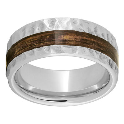 Serinium® Pipe Cut Band with Off-Center Bourbon Barrel Aged™ Inlay and Moon Finish