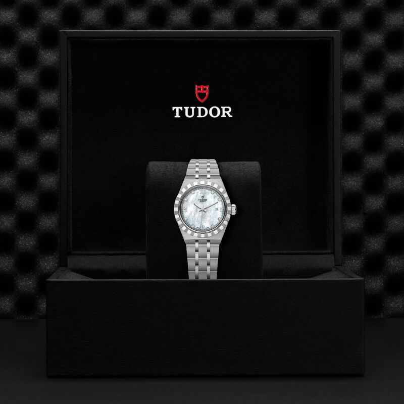 TUDOR Royal Watch Steel Case Gem Set White Dial Steel Bracelet, 28mm image number 4