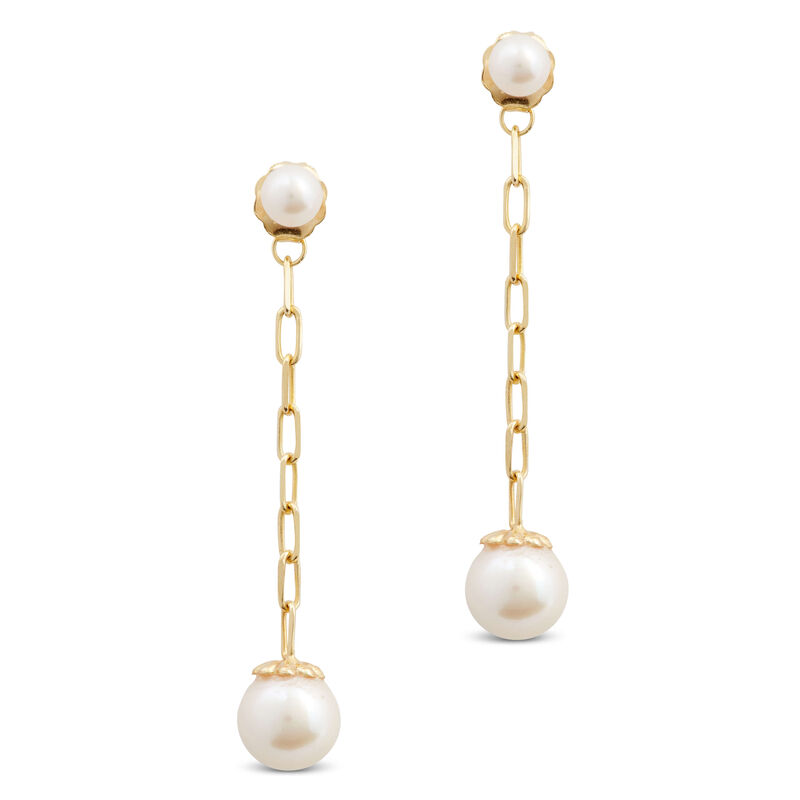 Cultured Freshwater Pearl Drop Back Dangle Earrings, 14K Yellow Gold image number 0
