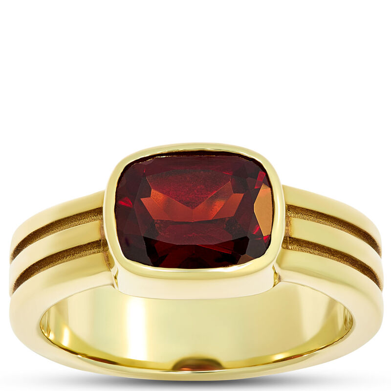 Cushion Cut Garnet Ring, 14K Yellow Gold image number 0