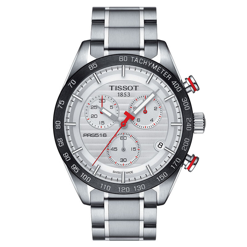 Tissot PRS 516 Chronograph Silver Dial Steel Quartz Watch, 42mm image number 1