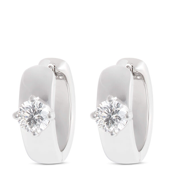 Ben Bridge Signature Solitaire Diamond Hoop Earrings, Platinum