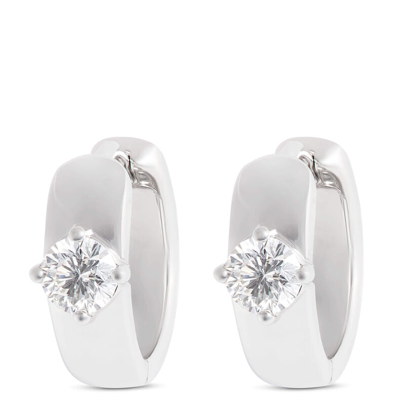 Ben Bridge Signature Solitaire Diamond Hoop Earrings, Platinum image number 0
