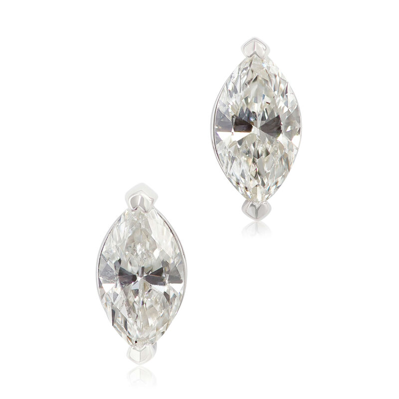 Marquise Diamond Solitaire Stud Earrings 14K, 1 ctw. image number 0