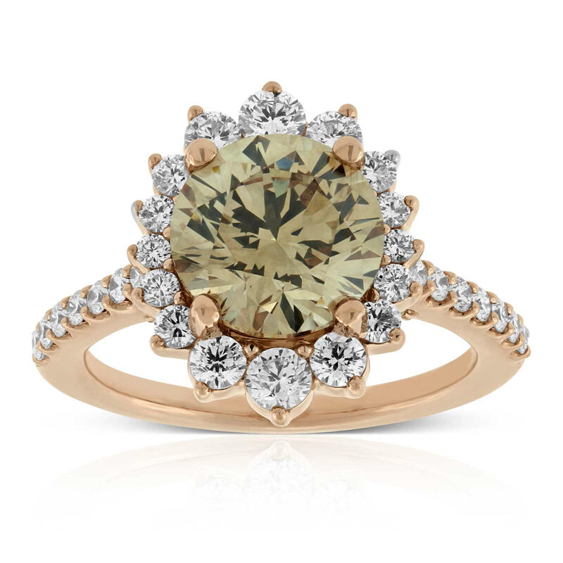 Rose Gold Diamond Ring 18K, Fancy Yellow Brown 3.02 ct. Center image number 1