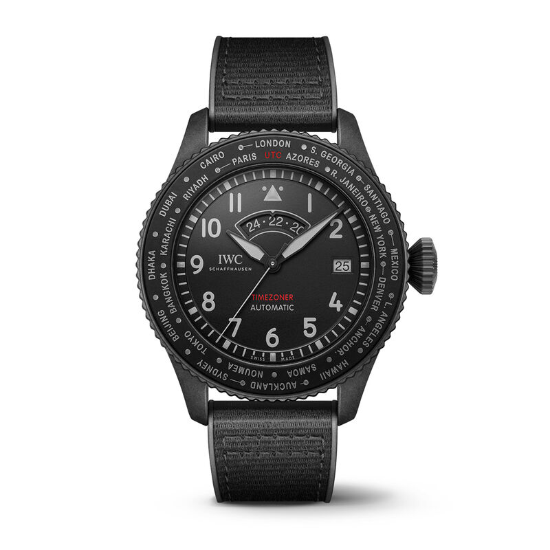 Pre-Owned IWC Pilot's Watch Timezoner TOP GUN Ceratanium Black Dial Watch, 46mm image number 0
