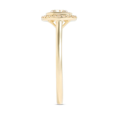 Elegant Cushion Cut Diamond Halo Engagement Ring, 1 Carat, 14K Yellow Gold