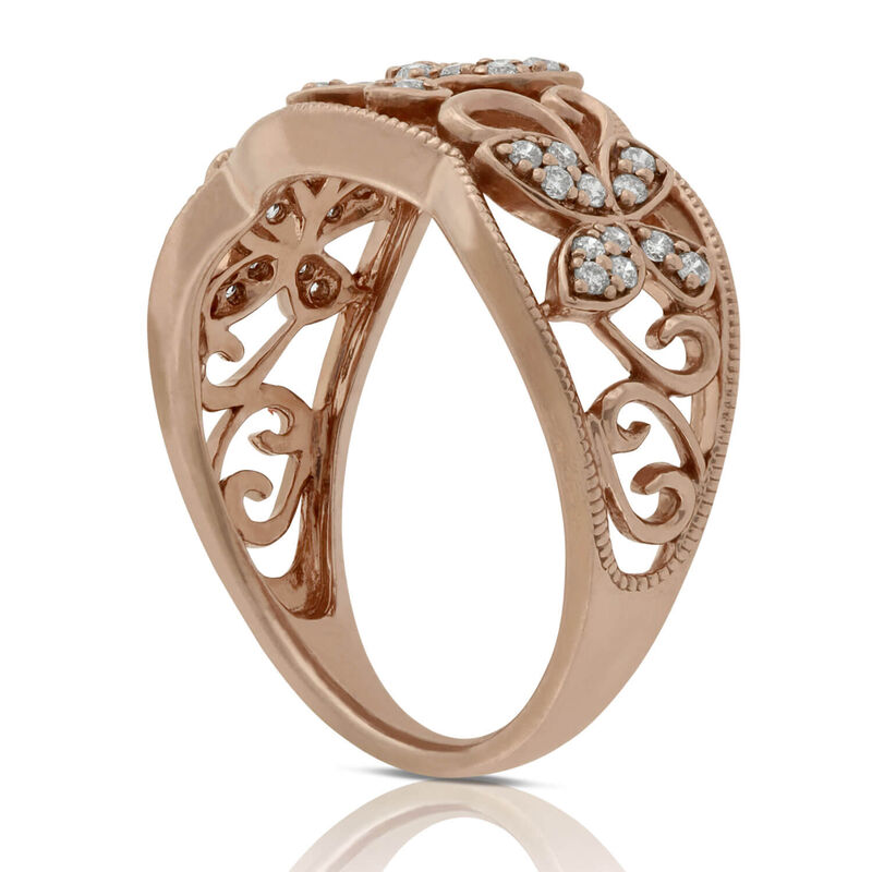 Rose Gold Butterfly Diamond Band 14K image number 3
