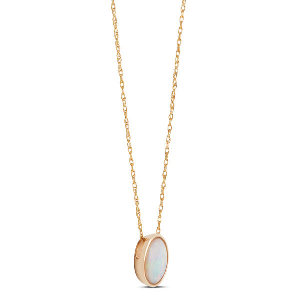 Oval Opal Pendant Necklace, 14K Yellow Gold
