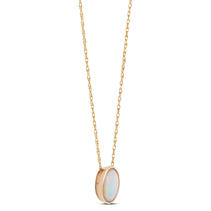 Oval Opal Pendant Necklace, 14K Yellow Gold image number 1