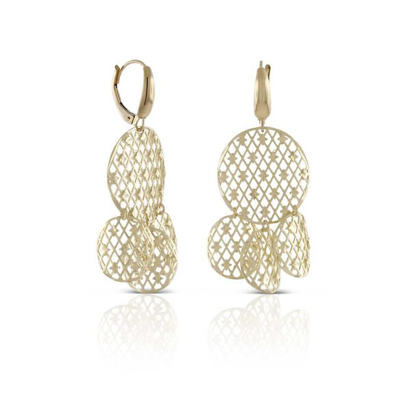 Toscano Mesh Circle Drop Earrings 14K