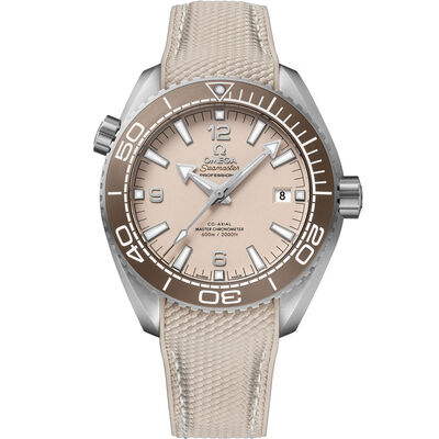 OMEGA Seamaster Planet Ocean 600M Steel on Rubber Strap Linen Dial Watch, 43.5mm