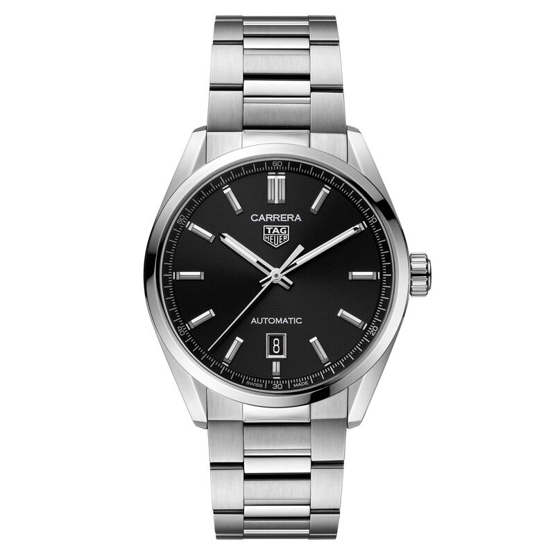TAG Heuer Carrera Calibre 5 Auto Black Steel Watch, 39mm image number 1