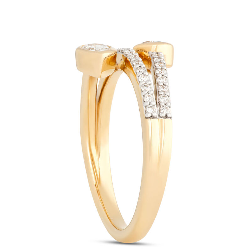 Three-Row Pear and Round Diamond Ring, &frac34; Carat Total Weight, 14K Yellow Gold image number 1