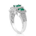 Emerald & Diamond 3-Stone Ring 14K