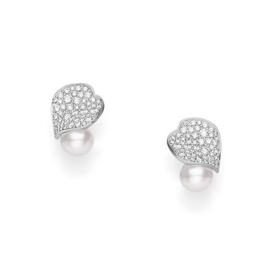 Mikimoto Les P&eacute;tales Place Vend&ocirc;me Diamond and Akoya Cultured Pearl Earrings