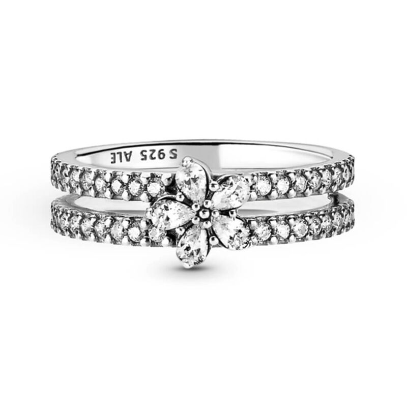 Pandora Sparkling Snowflake CZ Double Ring image number 3