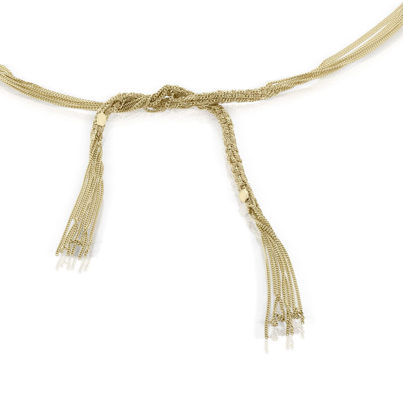 Toscano Multi-Strand Tassel Scarf Necklace 14K, 40" image number 3