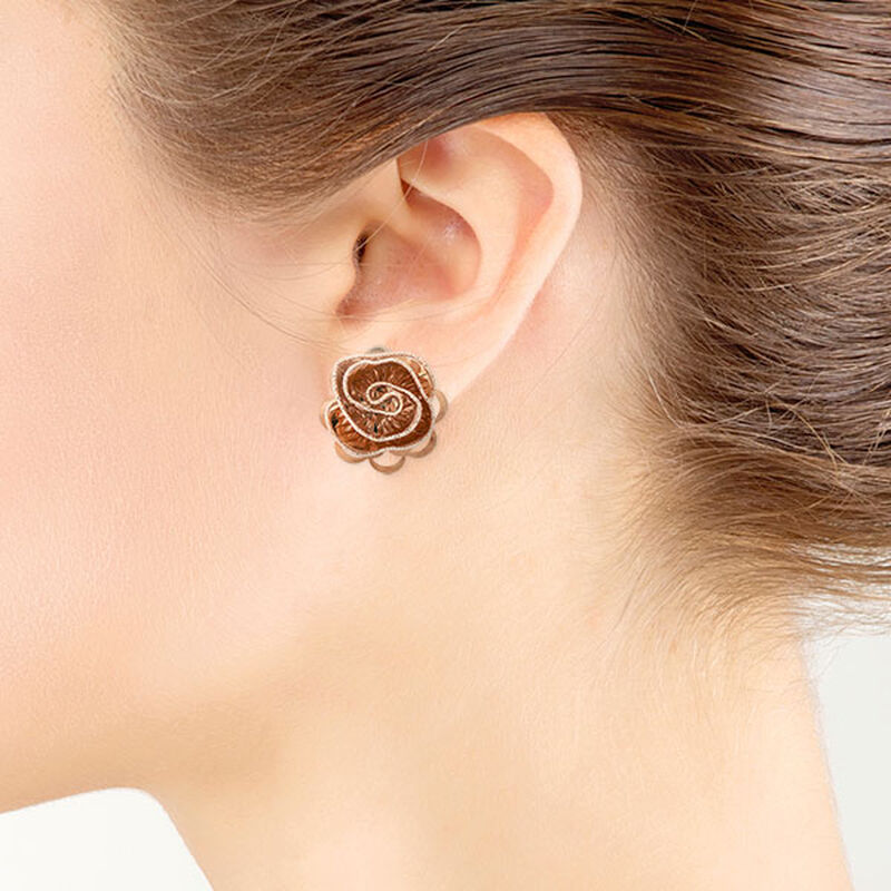 Rose Gold Toscano Floral Ruffle Earrings 18K image number 1