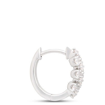 Classic Round Diamond Cluster 12mm Hoop Earrings, ⅓ Total Carat Weight 14K white Gold