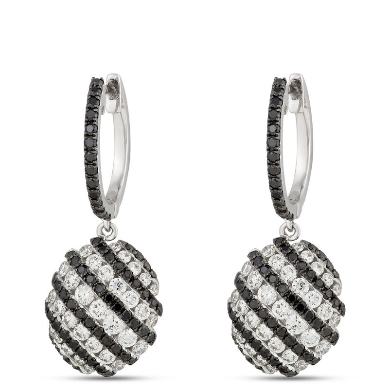 White and Black Diamond Dangle Earrings, 1 &frac12; Carat Total Weight, 14K White Gold image number 0