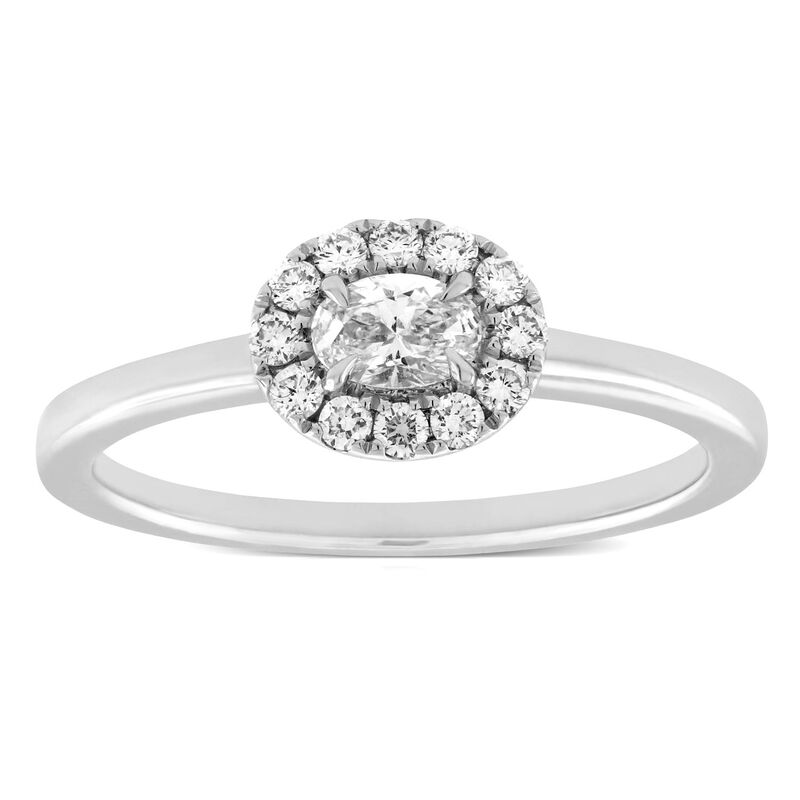 De Beers Forevermark Tribute™ Oval Diamond Halo Ring 18K image number 1