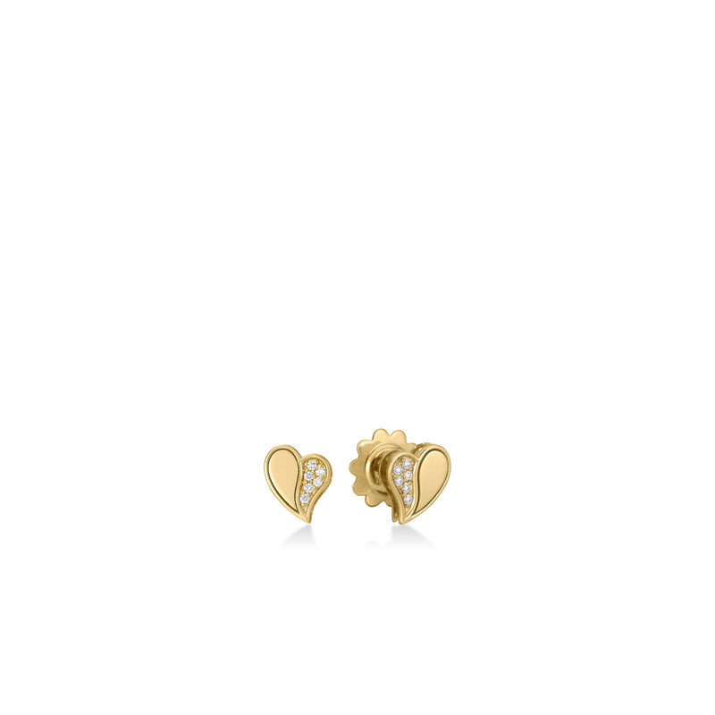 Roberto Coin 18K Yellow Gold Amorino Diamond Heart Stud Earrings image number 0