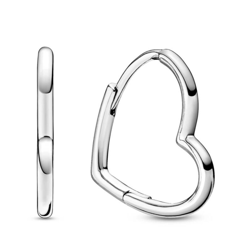 Pandora Asymmetrical Heart Hoop Earrings image number 0