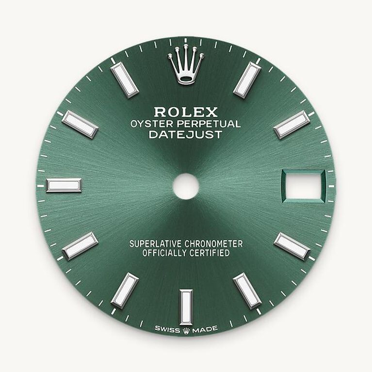 rolex datejust in white rolesor - combination of oystersteel and white gold, m278274-0018 - mint green dial - ben bridge