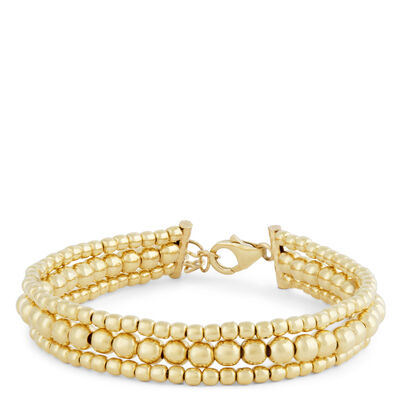 Toscano Beaded Rows Bracelet, 14K Yellow Gold
