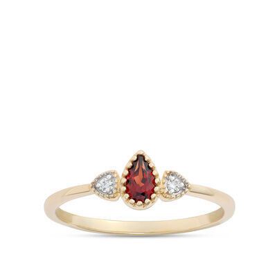 Pear Shaped Garnet Ring, 14K Yellow Gold