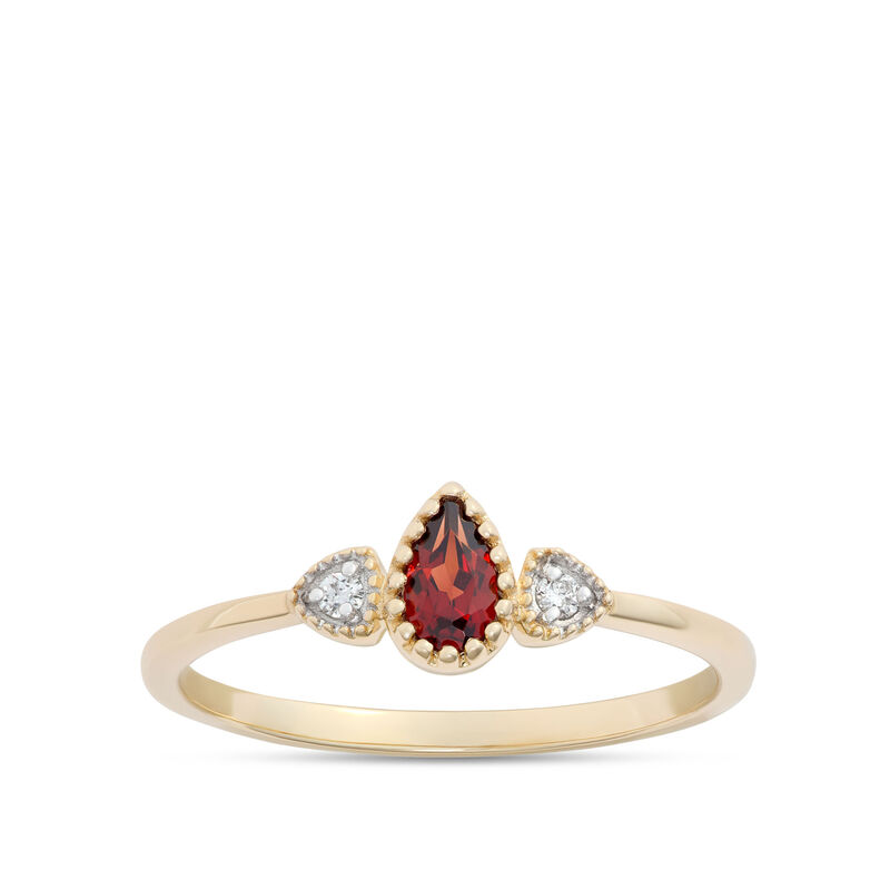 Pear Shaped Garnet Ring, 14K Yellow Gold image number 0