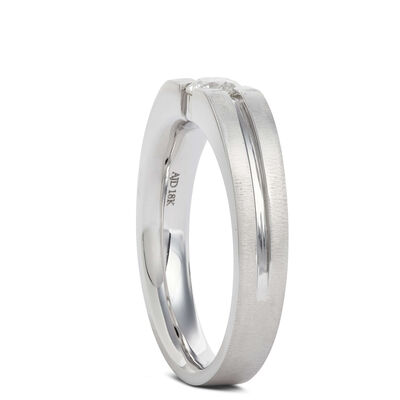Gents Negative Channel Diamond Ring, 18K White Gold