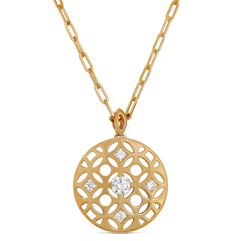 Ben Bridge Signature Diamond Pendant Necklace on Paperclip Chain, 18K Yellow Gold image number 0