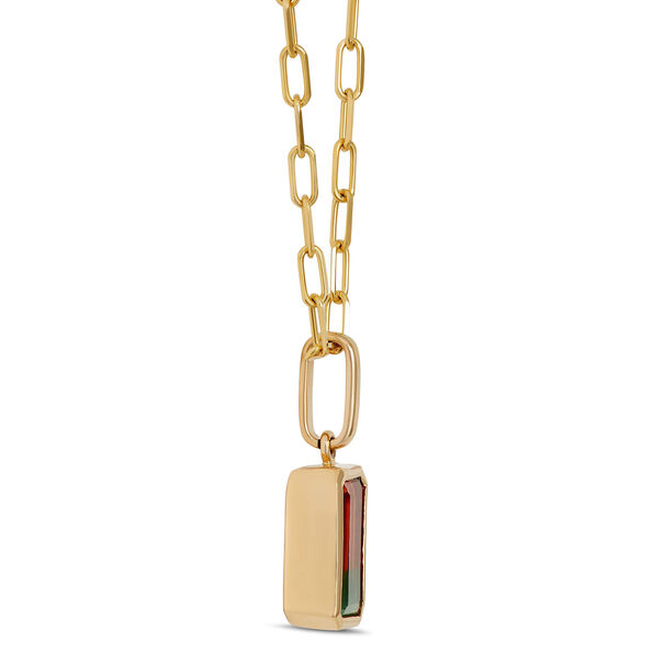 Bi-Color Tourmaline Pendant Necklace, 14K Yellow Gold