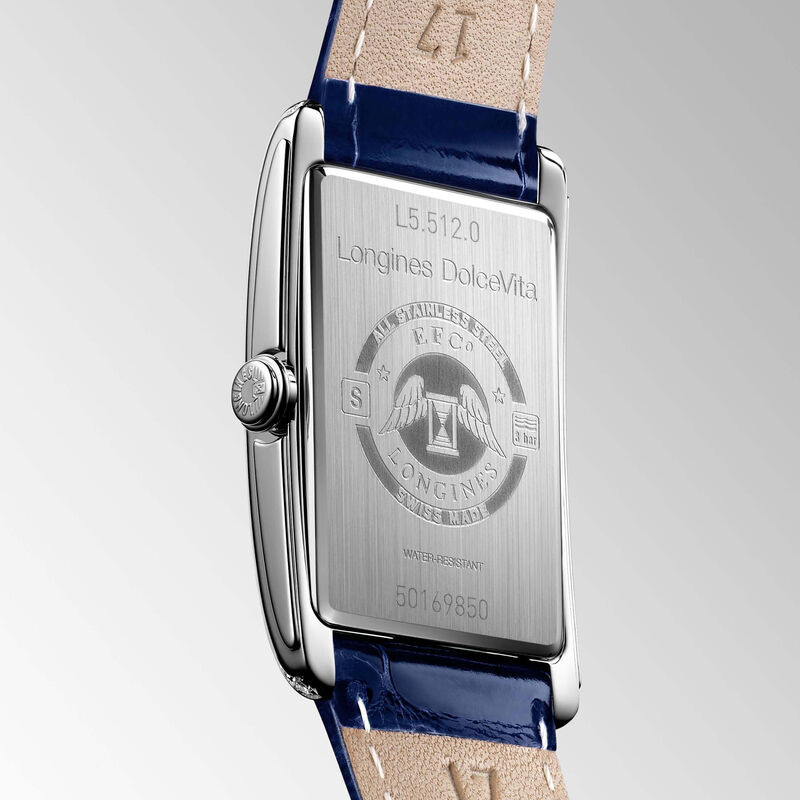 Longines DolceVita Diamond Blue Leather Quartz Watch, 23.3 x 37mm image number 3