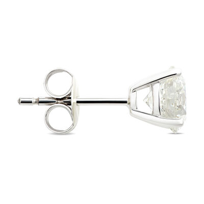 Classic Round Diamond Studs, 1 Carat, in 14K White Gold