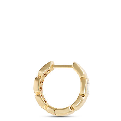 Emerald Cut Diamond Hoops, &frac12; Carat Total Weight, 14K Yellow Gold
