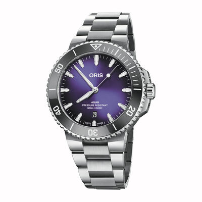 Oris Aquis Date Taste of Summer Purple Dial Watch, 43.5mm