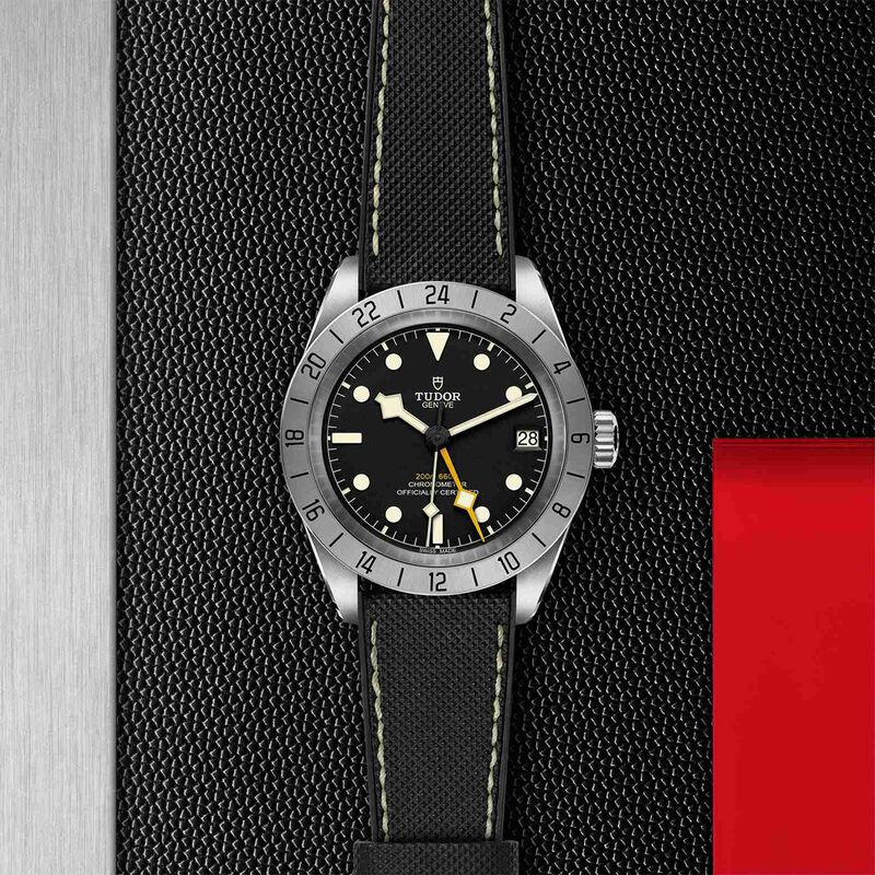 TUDOR Black Bay Pro Watch Steel Case Black Dial Rubber And Leather Strap, 39mm image number 3