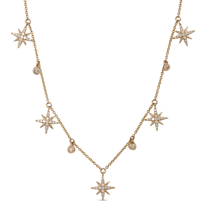 Diamond Star Dangle Necklace, 14K Yellow Gold image number 0