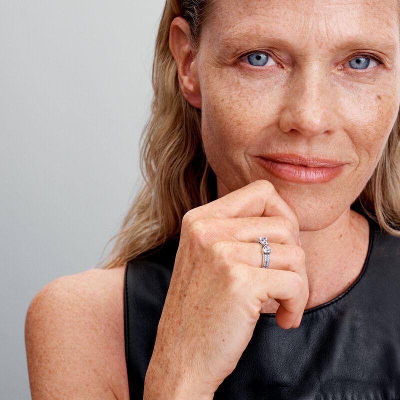 Pandora Sparkling Bow Double-row Ring image number 2