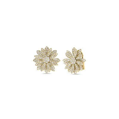 Roberto Coin 18K Yellow Margherita Pav&eacute; Diamond Flower Earrings