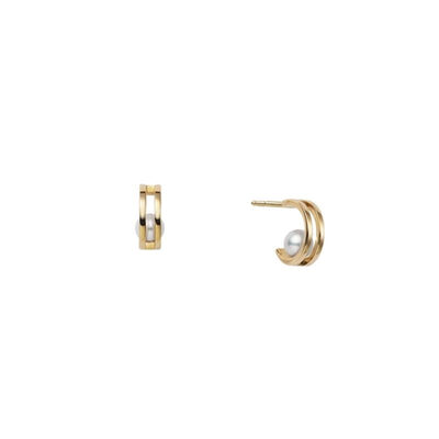 Mikimoto Akoya Cultured Pearl Hoop Earrings in 18K Yellow Gold