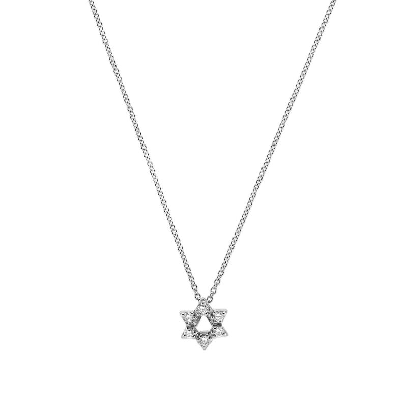 Roberto Coin Tiny Treasures Diamond Star Of David Necklace 18K White Gold image number 0